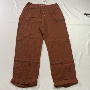 NWT L*Space Georgie Pant Tobacco Rust Brown Cotton Gauze High Rise Wide Leg L